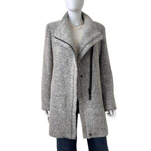 Andrew Marc Asymmetrical Wool Blend Coat Gray Foldover Collar Zip Women L